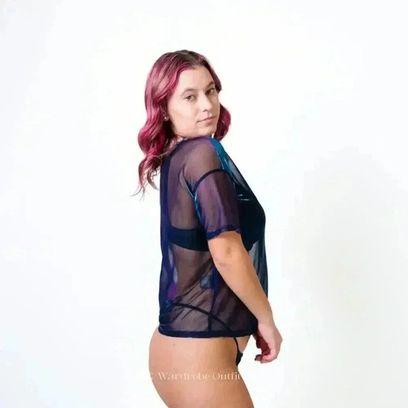 Purple Sheer Mesh Rave Tee - Picture 4 of 7